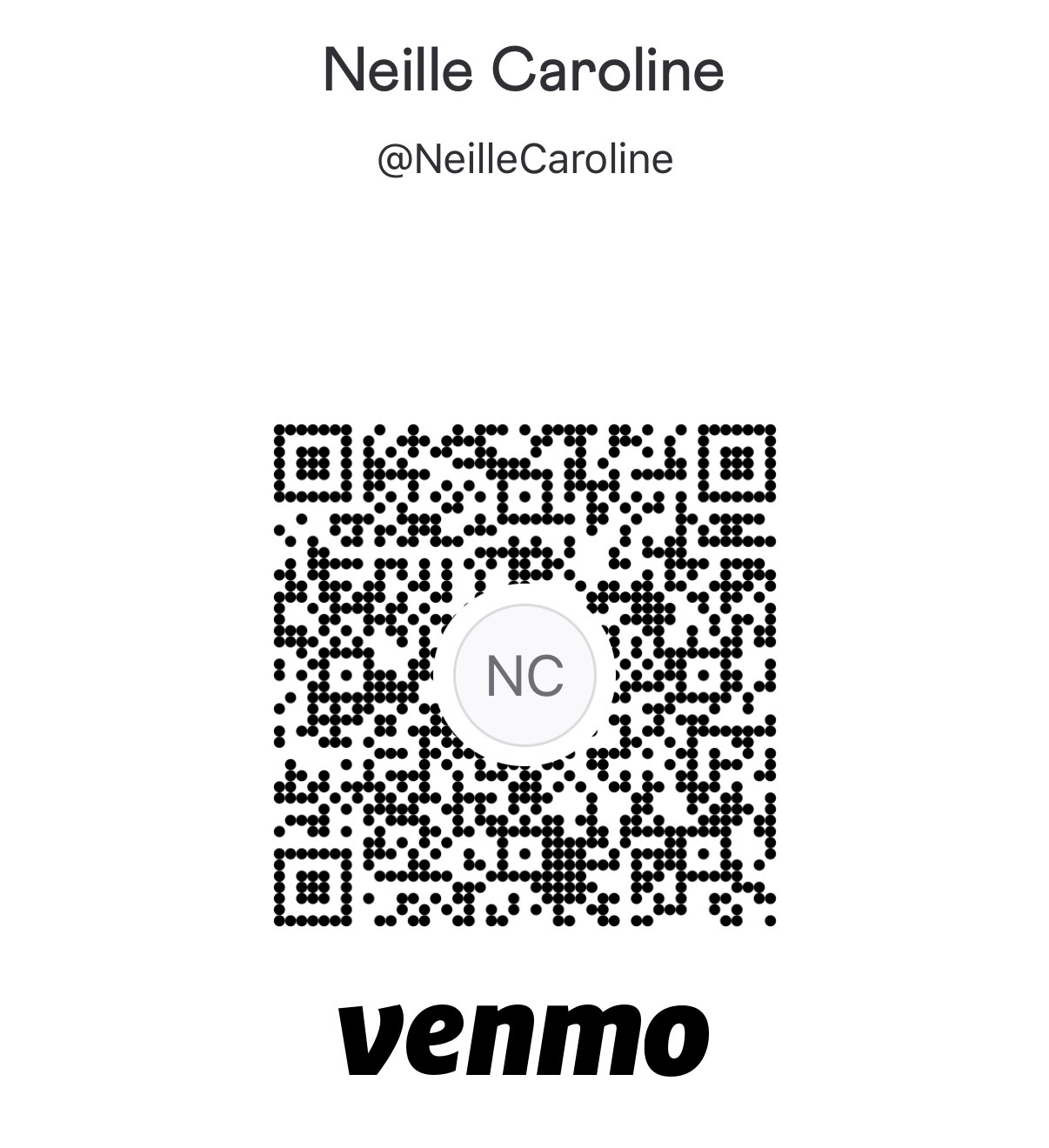 Venmo QR code for @NeilleCaroline